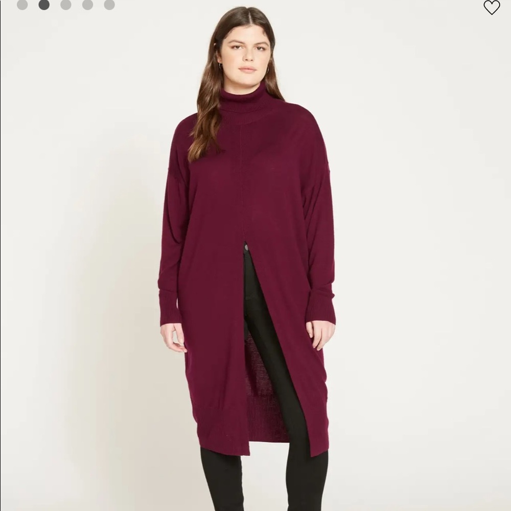 Universal standard lightweight merino tunic sweater sz 10-12 in berry
